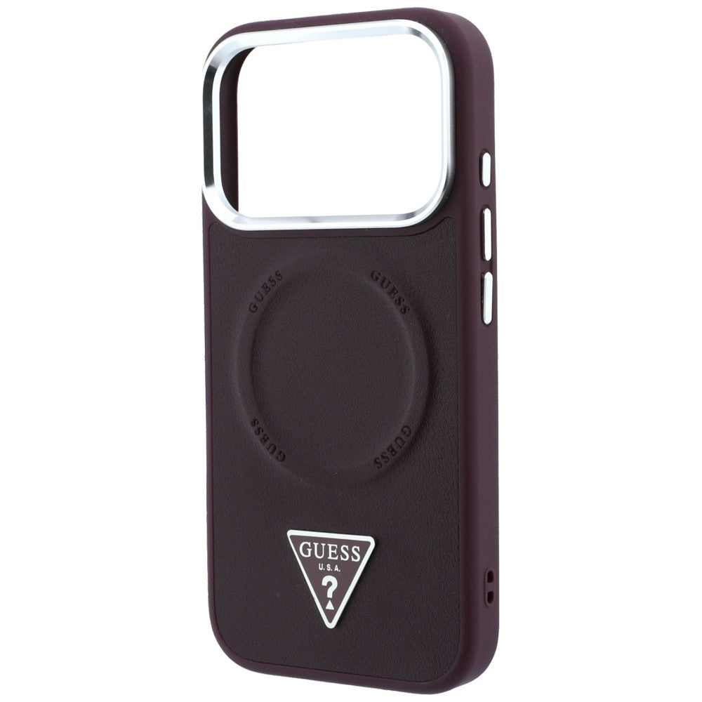 MagSafe Case for Apple iPhone 18 Pro Max / 17 Pro Max, Guess, Triangle Logo, Burgundy