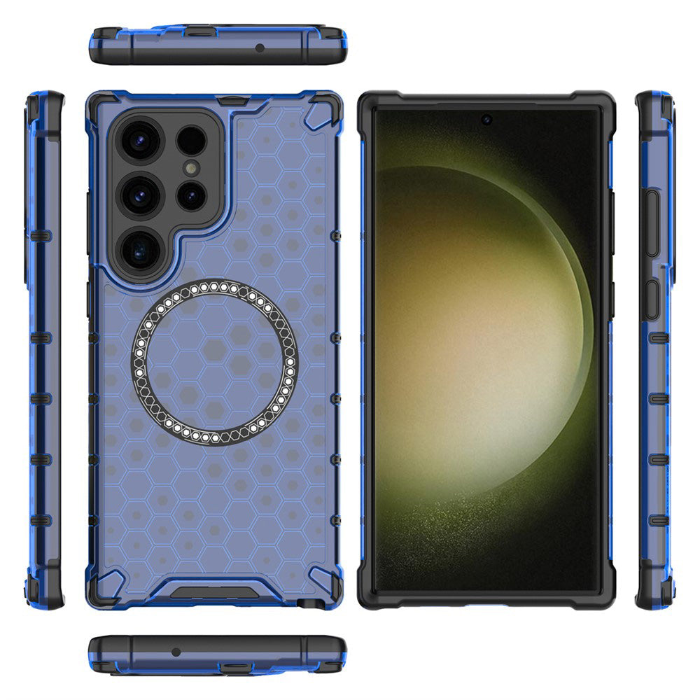 MagSafe Case for Samsung Galaxy S25 Ultra S938, Techsuit, HoneyComb Shield, Blue