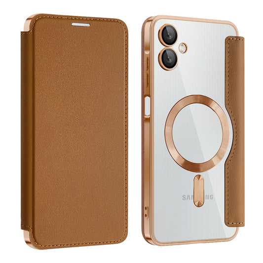 MagSafe Case for Samsung Galaxy A06 A065, Techsuit, SmartMag Book, Brown