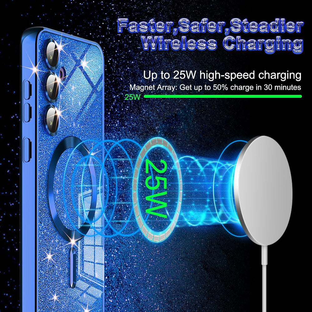 MagSafe Case for Samsung Galaxy A17 4G / A17 5G, Techsuit, Luxury Glitter, Blue