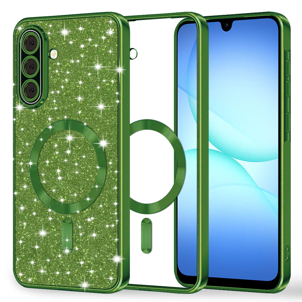 MagSafe Case for Samsung Galaxy A17 4G A175 / A17 5G A176, Techsuit, Luxury Glitter, Dark Green