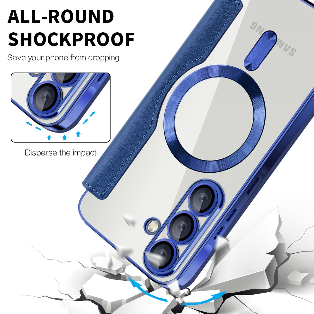 MagSafe Case for Samsung Galaxy A57 5G, Techsuit, SmartMag Book, Blue
