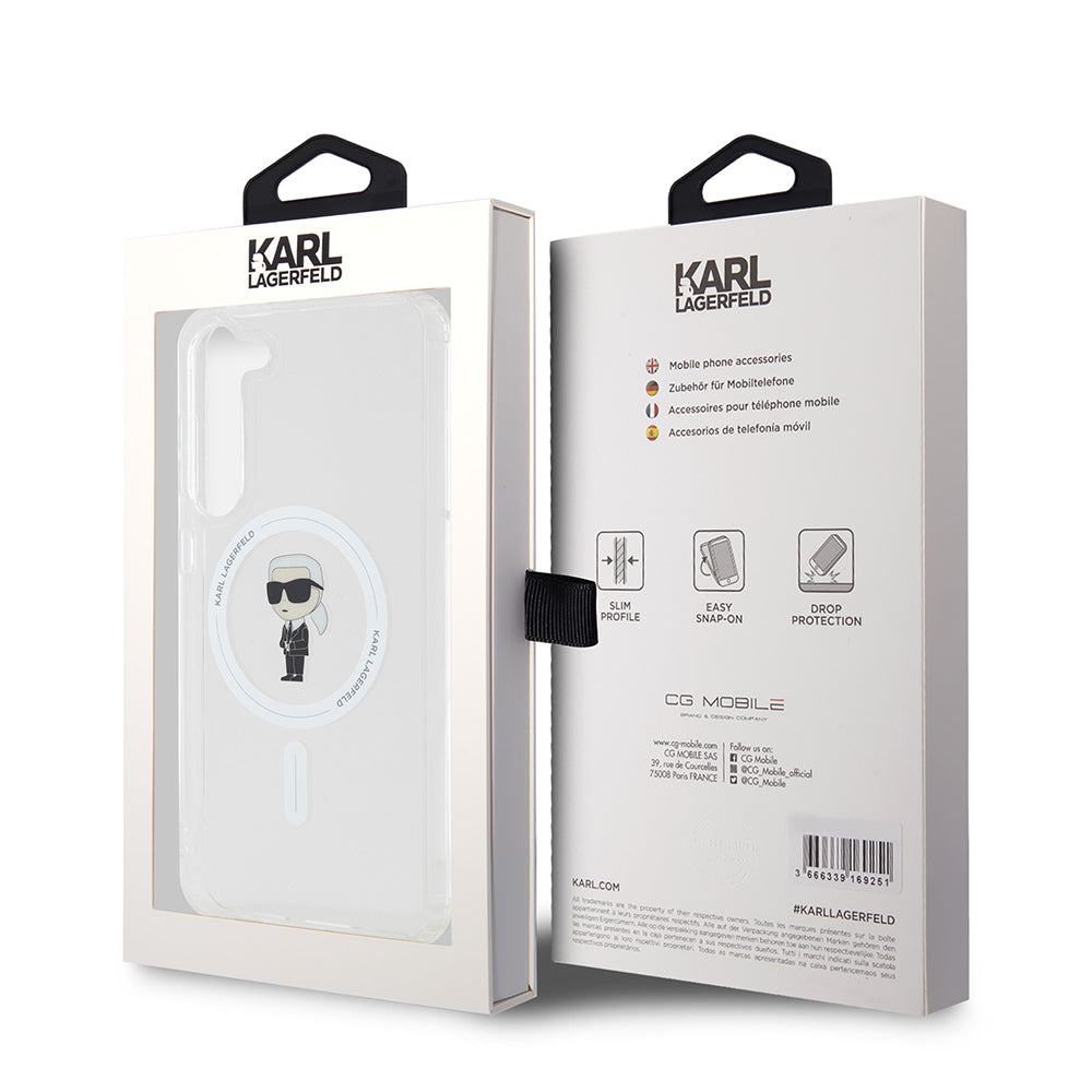 MagSafe Case for Samsung Galaxy S23+ S916, Karl Lagerfeld, IML Ikonik Karl, Transparent