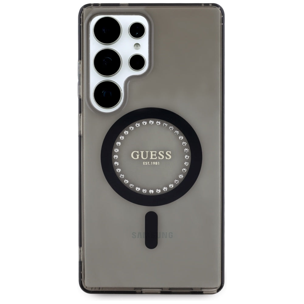 MagSafe Case for Samsung Galaxy S25 Ultra S938, Guess, IML Rhinestone, Black