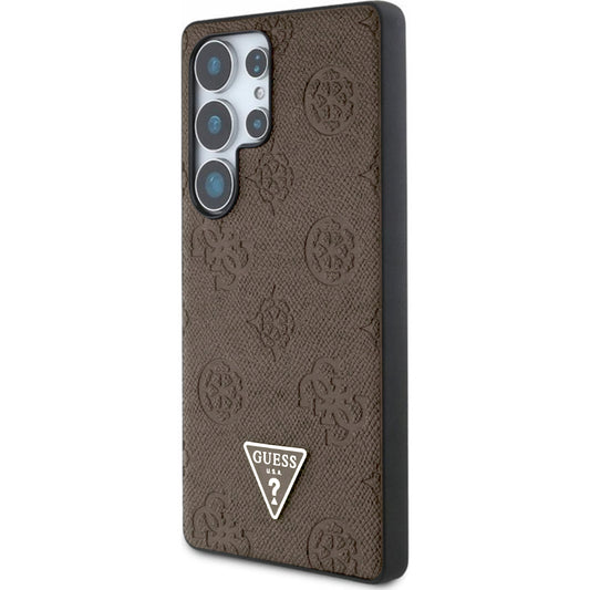 MagSafe Case for Samsung Galaxy S25 Ultra S938, Guess, Peony Grained Hot Stamp Triangle, Brown