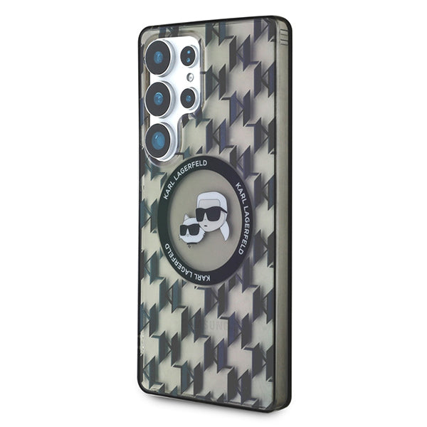 MagSafe Case for Samsung Galaxy S25 Ultra S938, Karl Lagerfeld, IML Monogram Karl & Choupette's Heads, Black