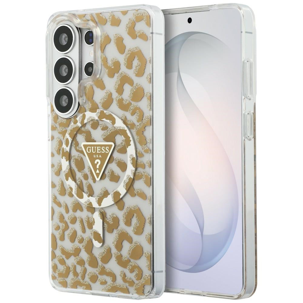 MagSafe Case for Samsung Galaxy S26 Ultra S948, Guess, IML Leopard Pattern, Brown