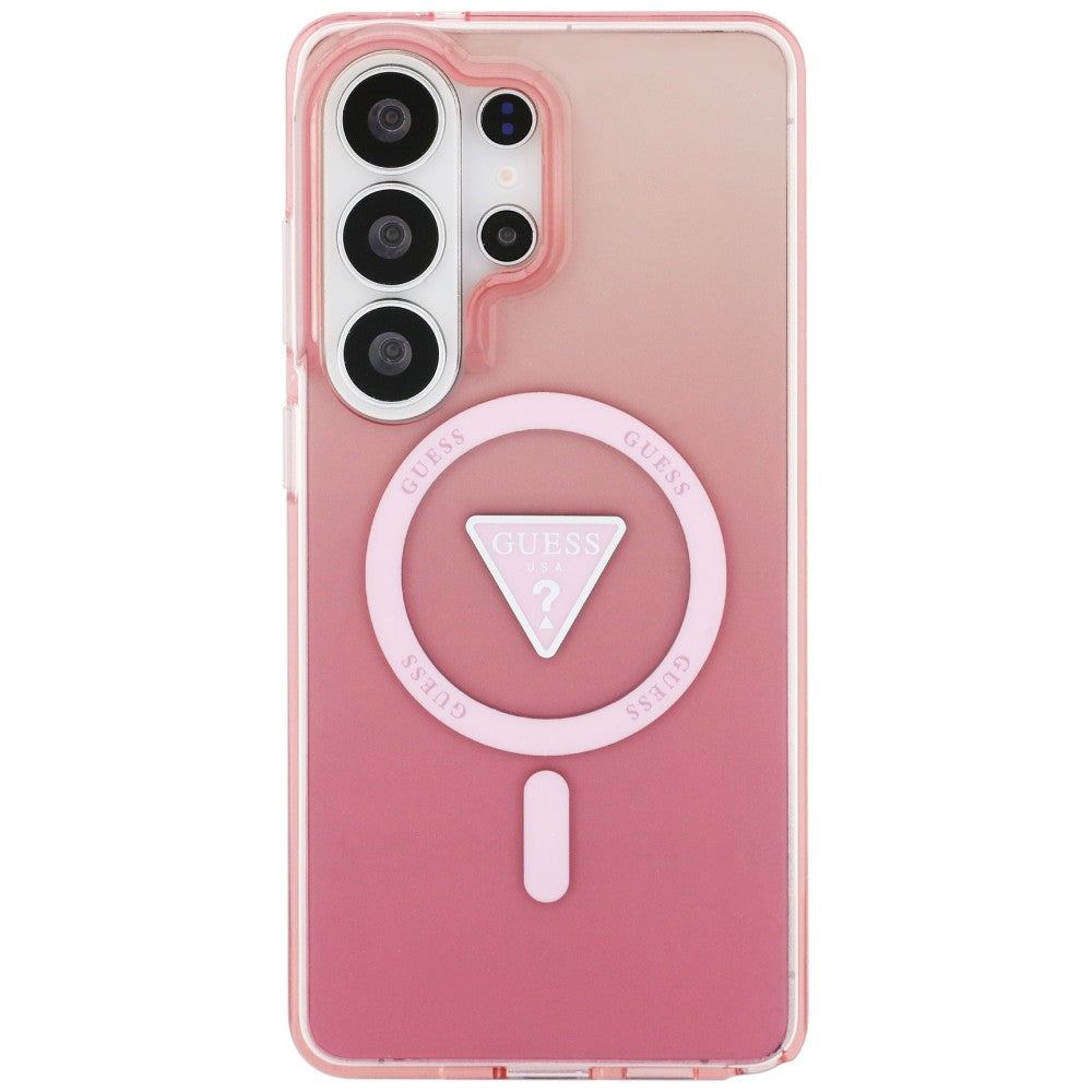 MagSafe Case for Samsung Galaxy S26 Ultra S948, Guess, IML Gradient Triangle Logo, Pink