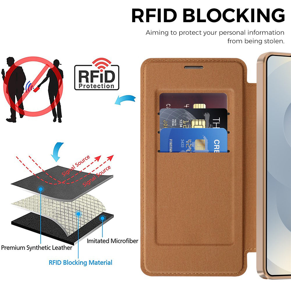 MagSafe Case for Samsung Galaxy S26 Ultra, Techsuit, SmartMag Book, Brown