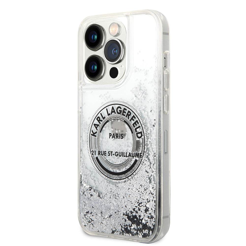 Case for Apple iPhone 14 Pro, Karl Lagerfeld, Liquid Glitter RSG, Silver