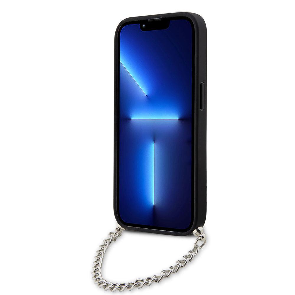 Case for Apple iPhone 14 Pro, Karl Lagerfeld, Saffiano Monogram Chain, Black