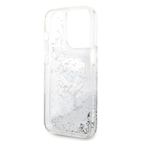 Case for Apple iPhone 14 Pro Max, Karl Lagerfeld, Glitter Karl's Head, Silver