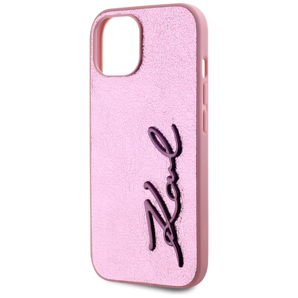 Case for Apple iPhone 15, Karl Lagerfeld, Metal Signature, Pink