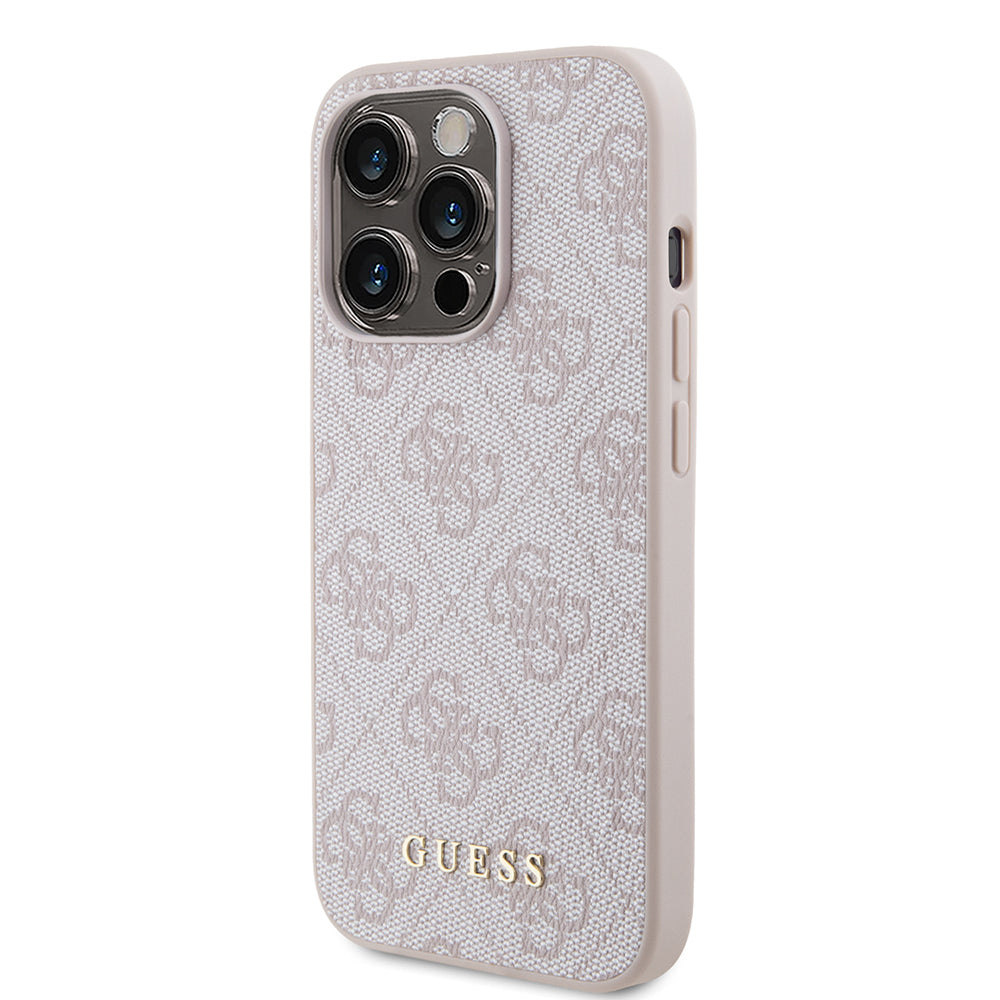 Case for Apple iPhone 15 Pro, Guess, 4G Metal Gold Logo, Pink