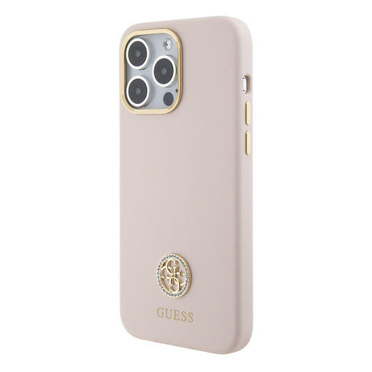 Case for Apple iPhone 15 Pro Max, Guess, 4G Strass Metal Logo, Pink