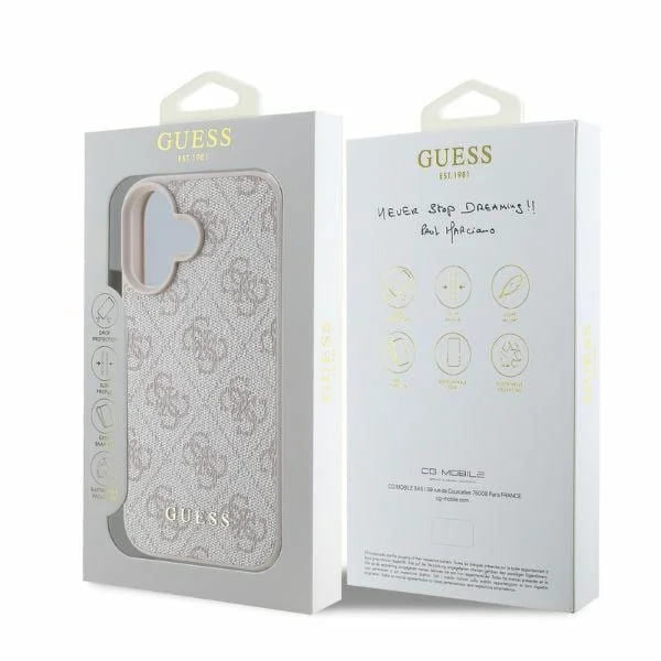 Case for Apple iPhone 16, Guess, 4G Classic, Pink