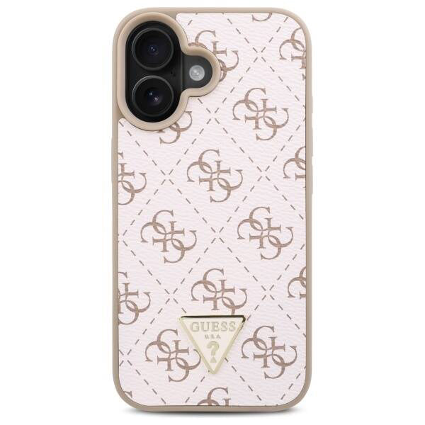 Case for Apple iPhone 16, Guess, 4G Triangle Logo, White