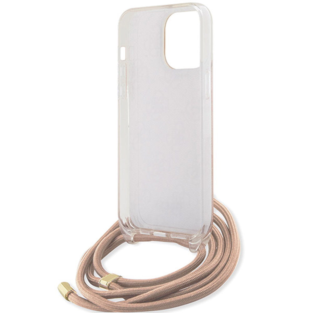 Case for Apple iPhone 16, Guess, Crossbody Cord 4G Print, Pink