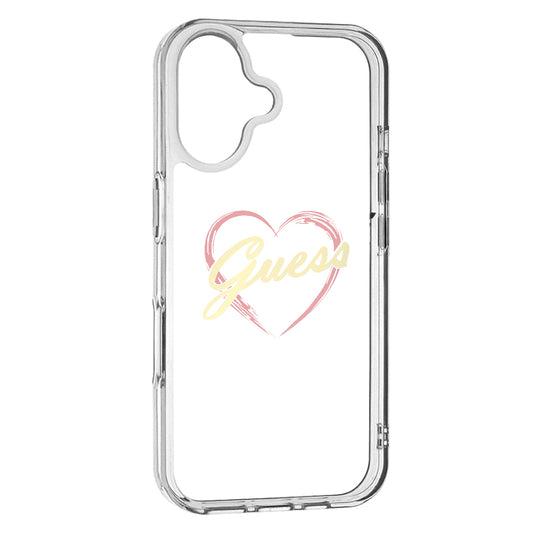 Case for Apple iPhone 16 Plus, Guess, IML Heart, Transparent
