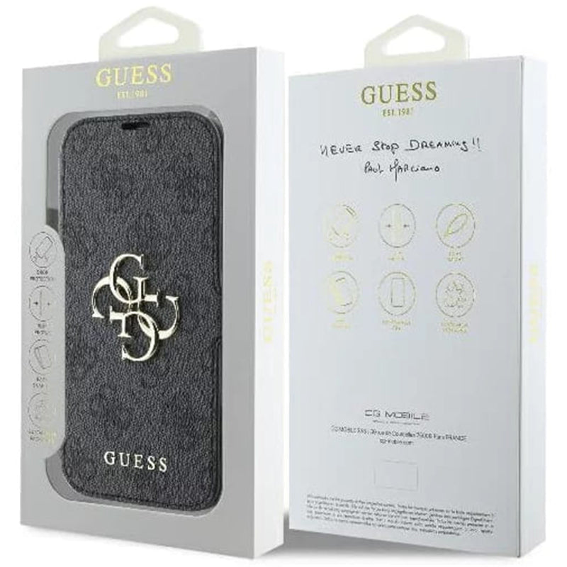 Case for Apple iPhone 16 Pro, Guess, 4G Book, Black