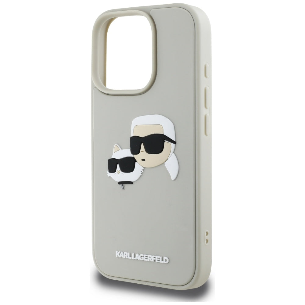 Case for Apple iPhone 16 Pro, Karl Lagerfeld, 3D Rubber Karl & Choupette, Beige