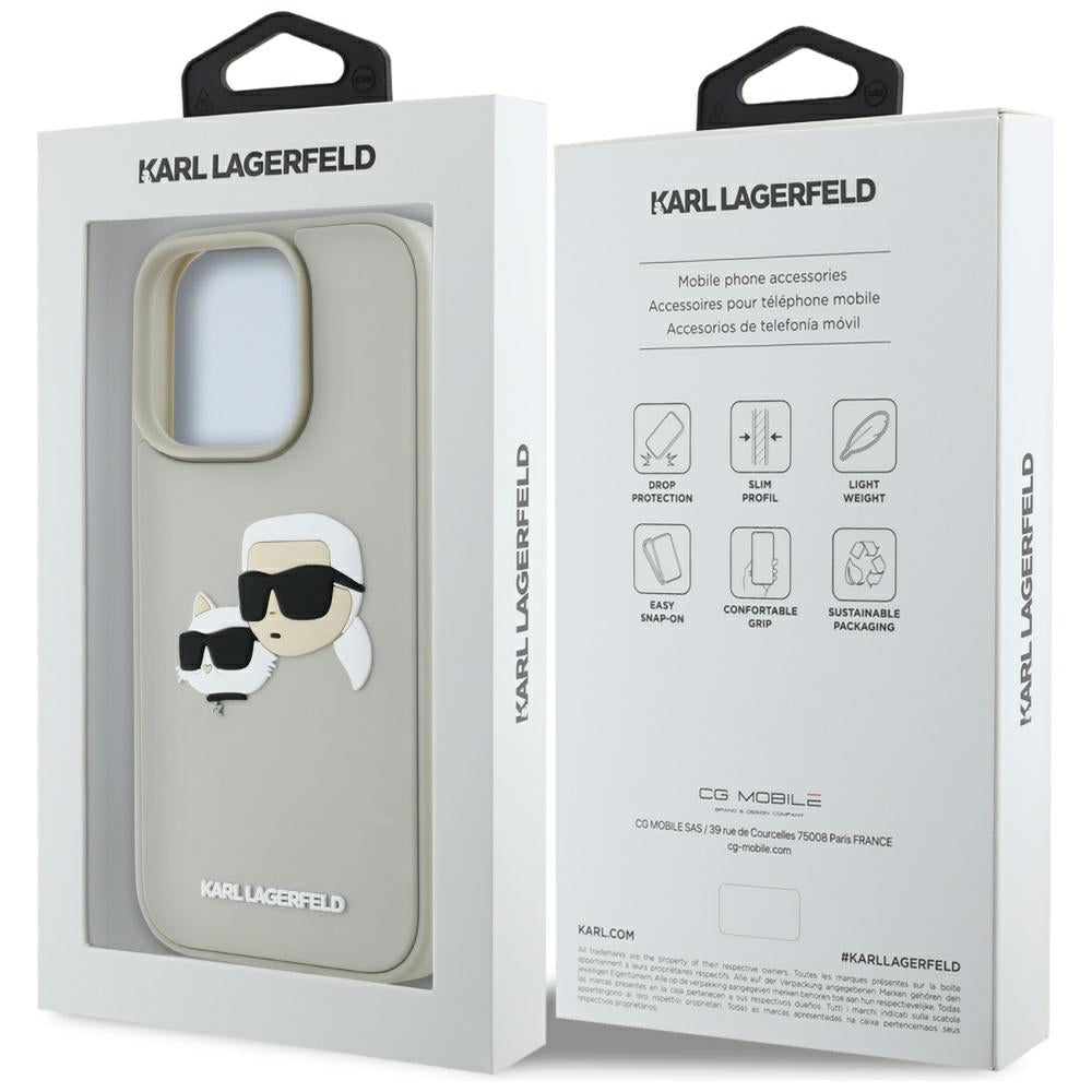 Case for Apple iPhone 16 Pro, Karl Lagerfeld, 3D Rubber Karl & Choupette, Beige