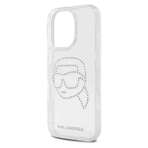 Case for Apple iPhone 16 Pro, Karl Lagerfeld, IML Rhinestones Karl's Head, Transparent