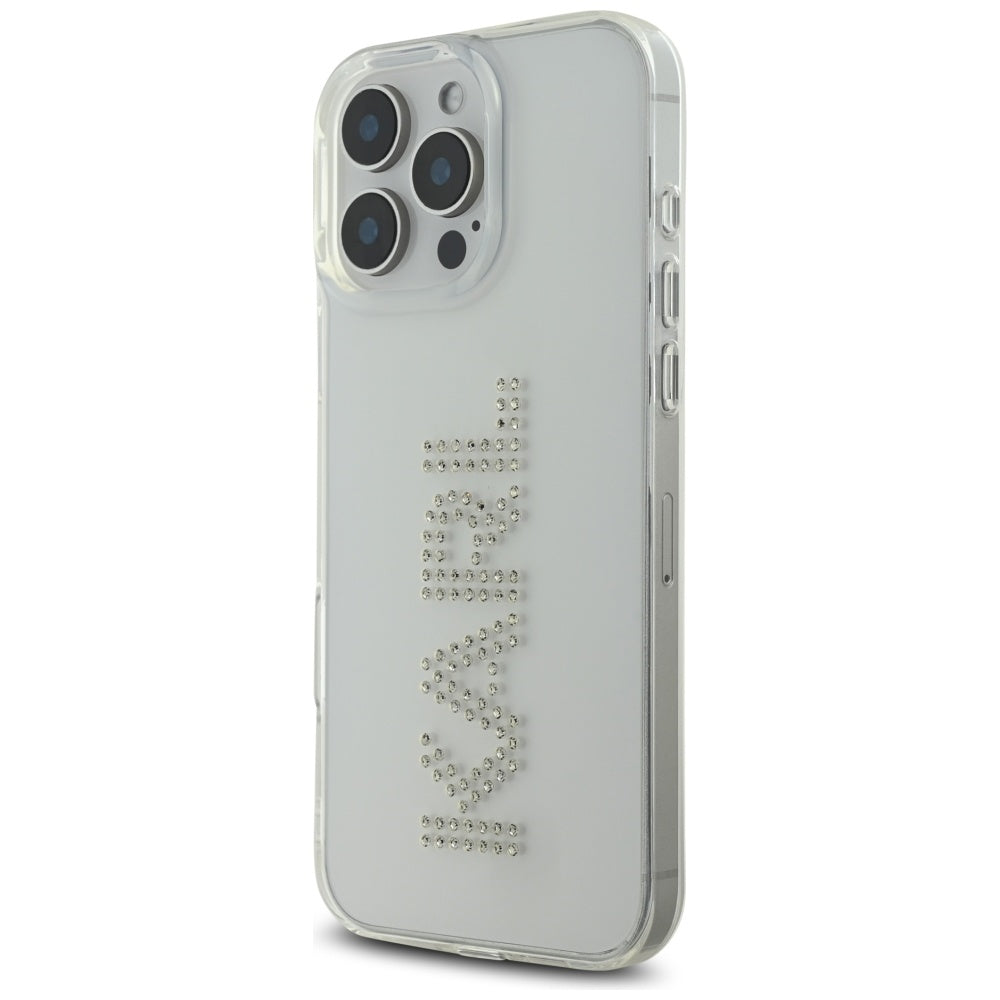 Case for Apple iPhone 16 Pro, Karl Lagerfeld, IML Rhinestones Transparent Logo, Transparent