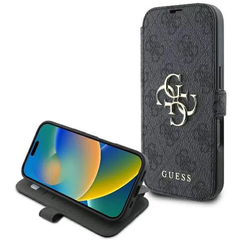 Case for Apple iPhone 16 Pro Max, Guess, 4G Book, Black