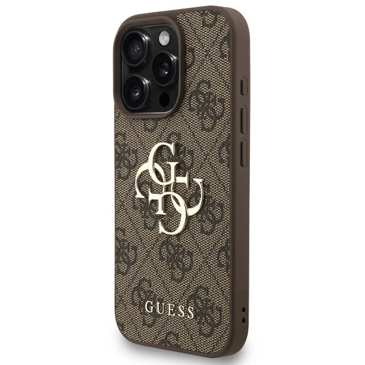 Case for Apple iPhone 16 Pro Max, Guess, 4G Classic Logo with Strap, Brown