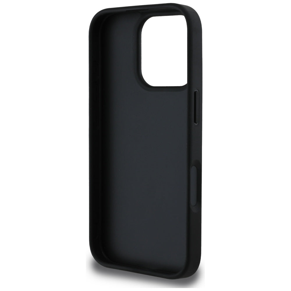 Case for Apple iPhone 16 Pro Max, Guess, Hot Stamp 4G Pattern Triangle Logo, Black
