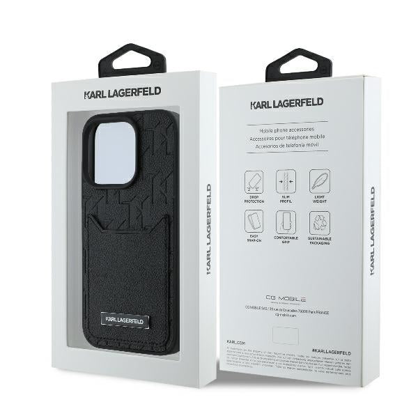 Case for Apple iPhone 16 Pro Max, Karl Lagerfeld, Cardslots Monogram, Black