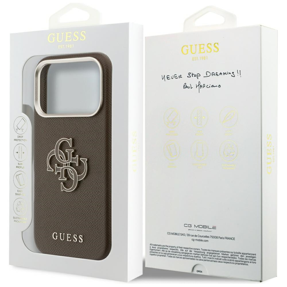 Case for Apple iPhone 17 Pro, GUESS, Resin Logo, Brown