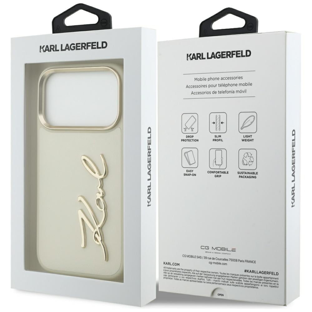 Case for Apple iPhone 17 Pro, Karl Lagerfeld, Script Logo, Beige