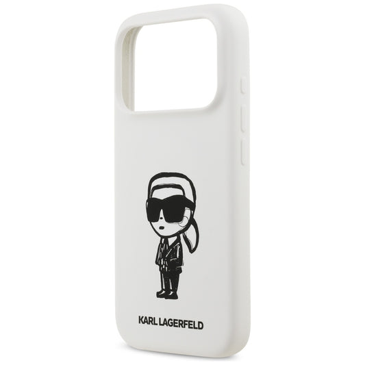Case for Apple iPhone 17 Pro, Karl Lagerfeld, Sketch and Logo Karl, White