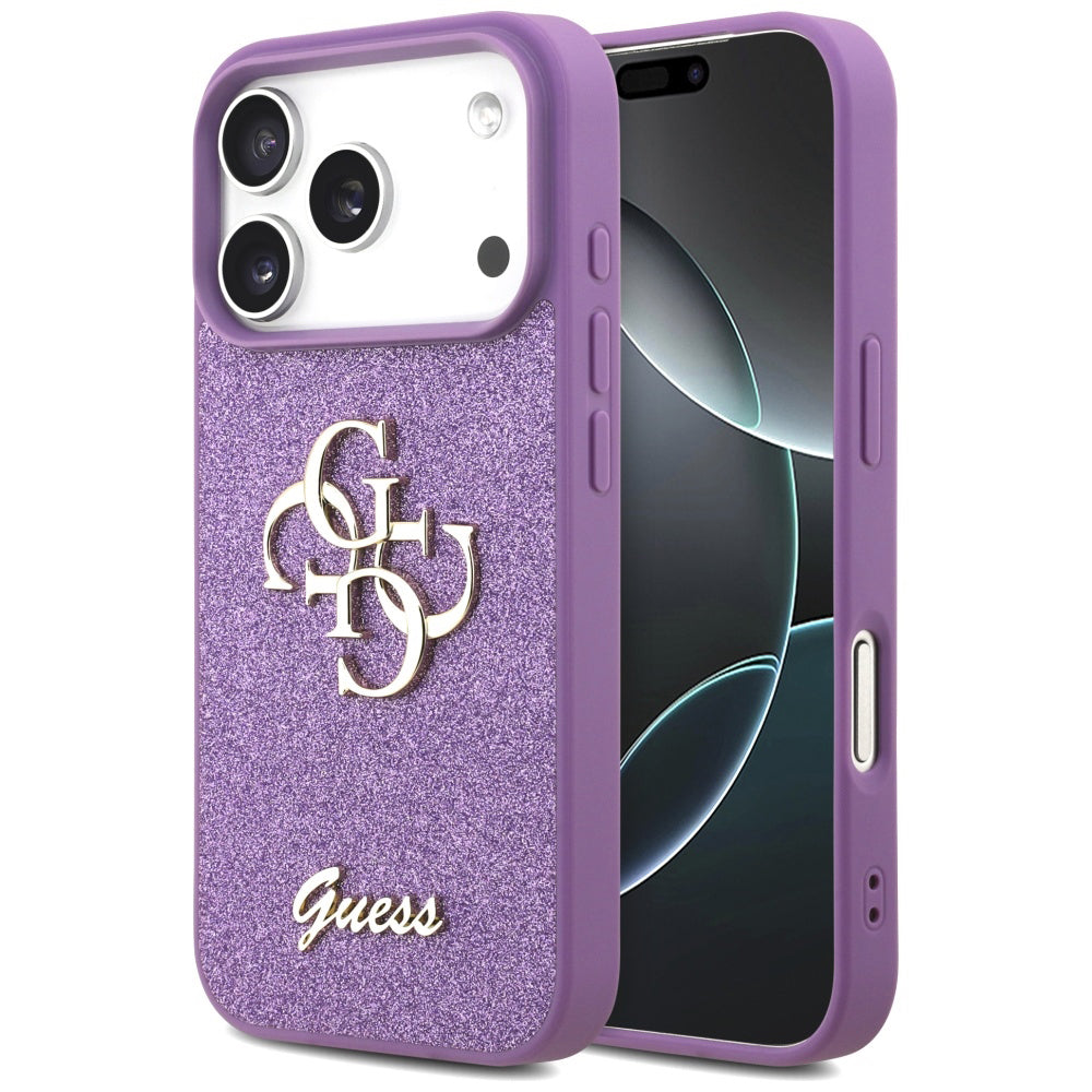 Case for Apple iPhone 17 Pro Max, Guess, Fixed Glitter Big 4G, Purple