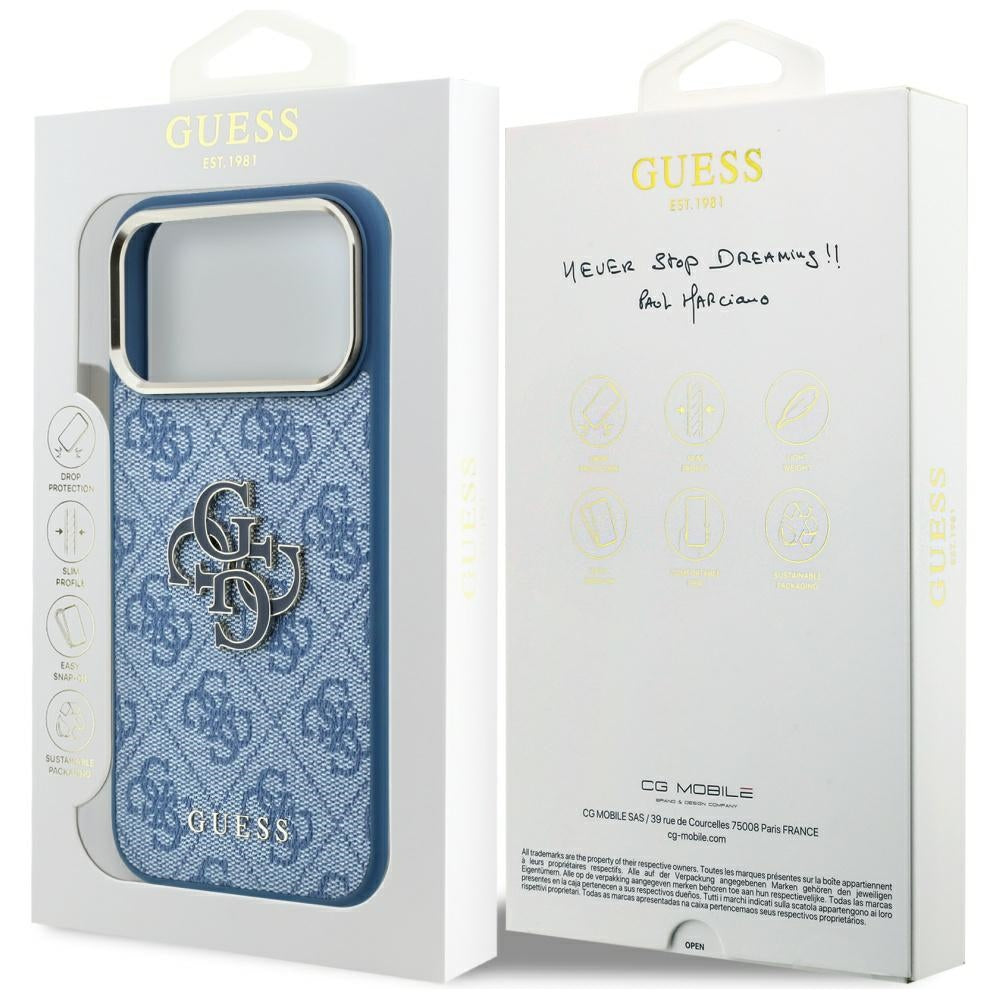 Case for Apple iPhone 18 Pro / 17 Pro, Guess, 4G Big Resin Logo, Blue
