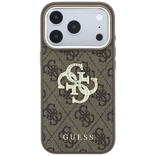 Case for Apple iPhone 18 Pro / 17 Pro, Guess, 4G Big Strass Logo, Brown
