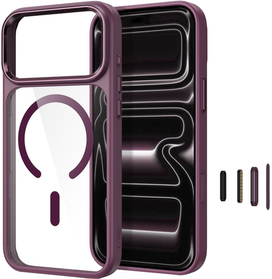 Case for Apple iPhone 18 Pro / 17 Pro, Tech-Protect, Magmat CC, Transparent Burgundy