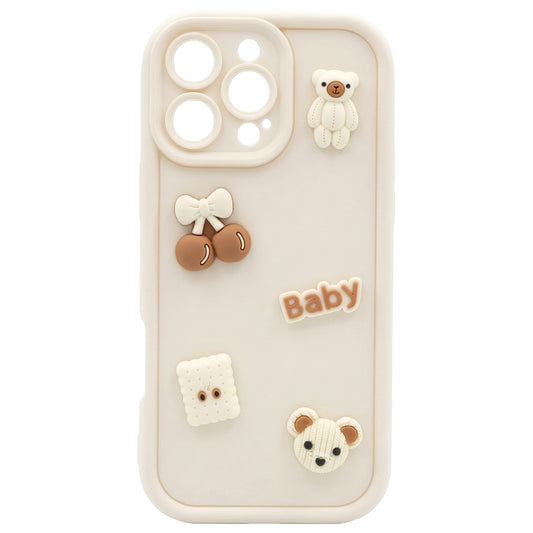 Case for Apple iPhone 15 Pro, OEM, Ultra Trendy 3D Bear, Beige
