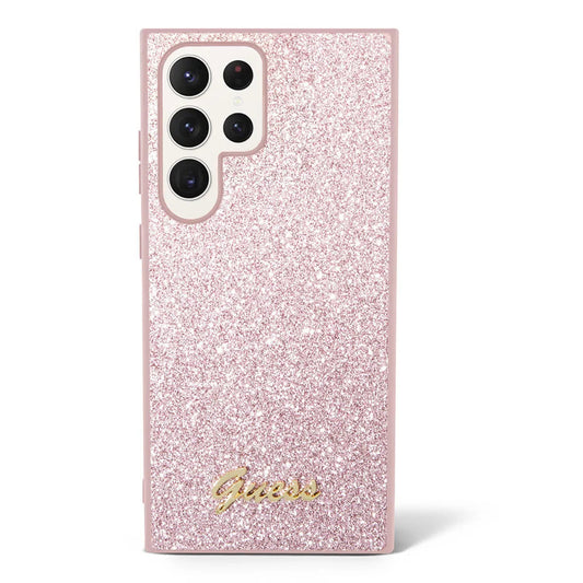 Case for Samsung Galaxy S24 Ultra S928, Guess, Glitter Script, Pink