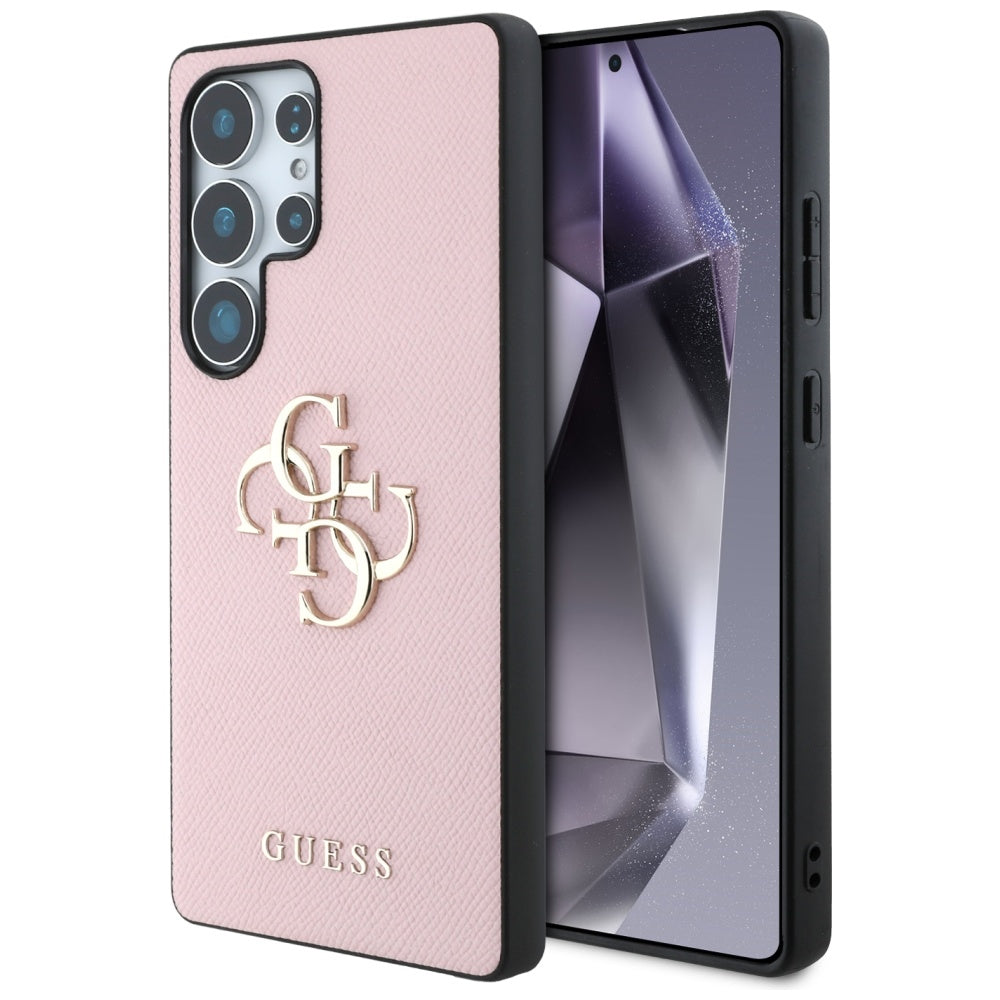 Case for Samsung Galaxy S25 Ultra S938, Guess, 4G Grained Big and Classic Logo, Pink