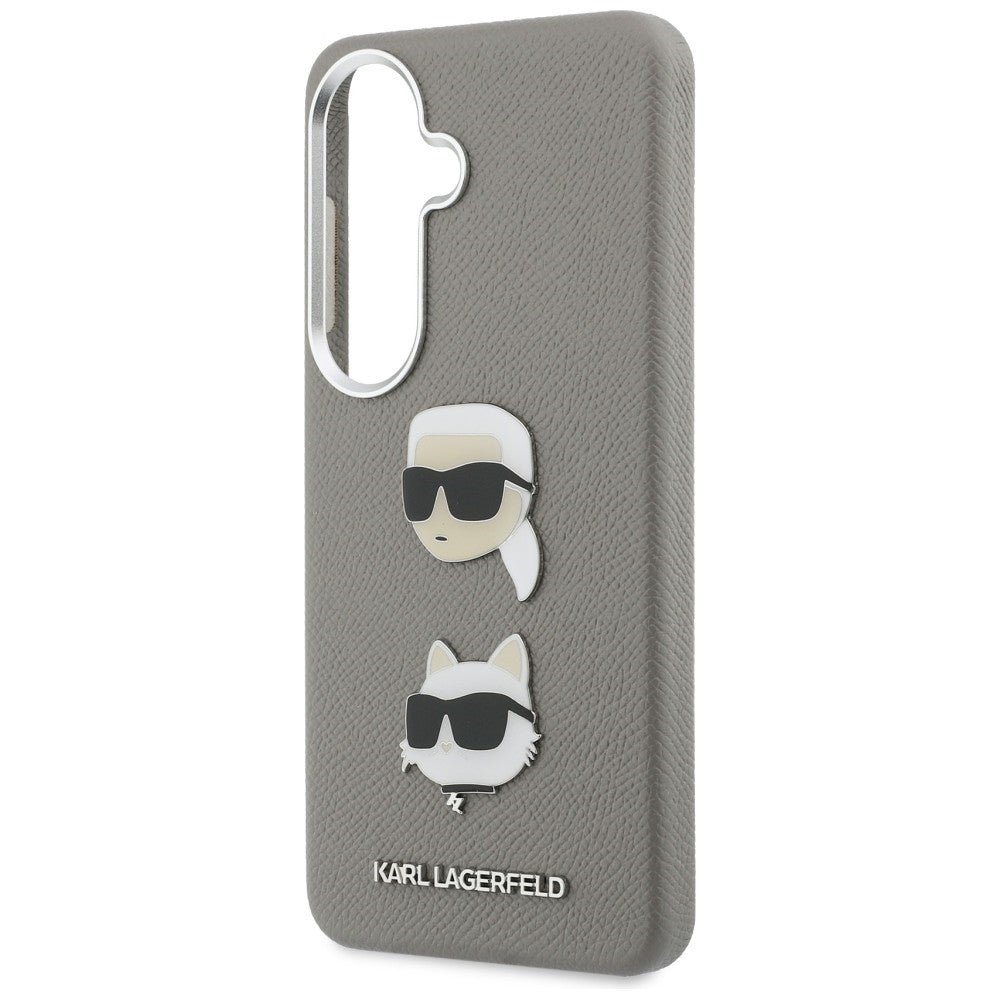 Case for Samsung Galaxy S26 S942, Karl Lagerfeld, Saffiano Karl & Choupette's Head Pin, Grey