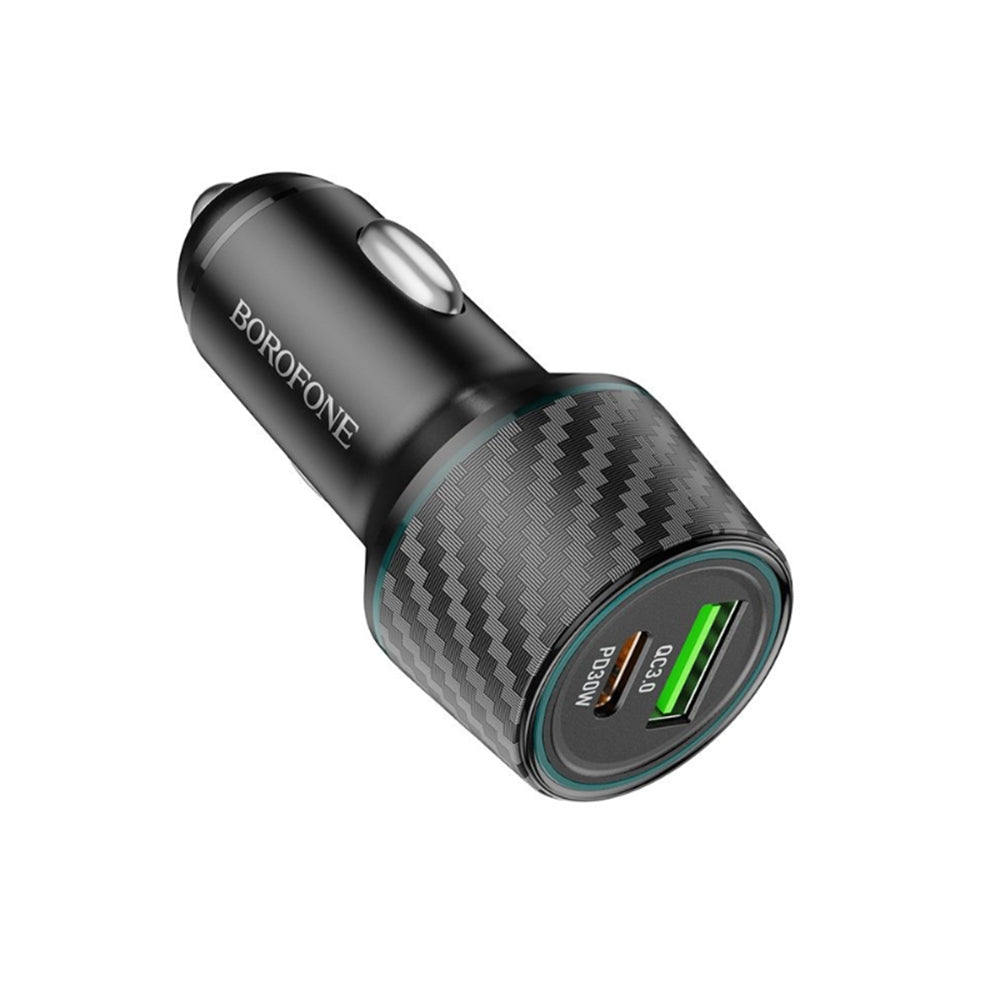 Borofone BZ21 Brilliant Car Charger, 48W, 3A, 1 x USB-A - 1 x USB-C, Black