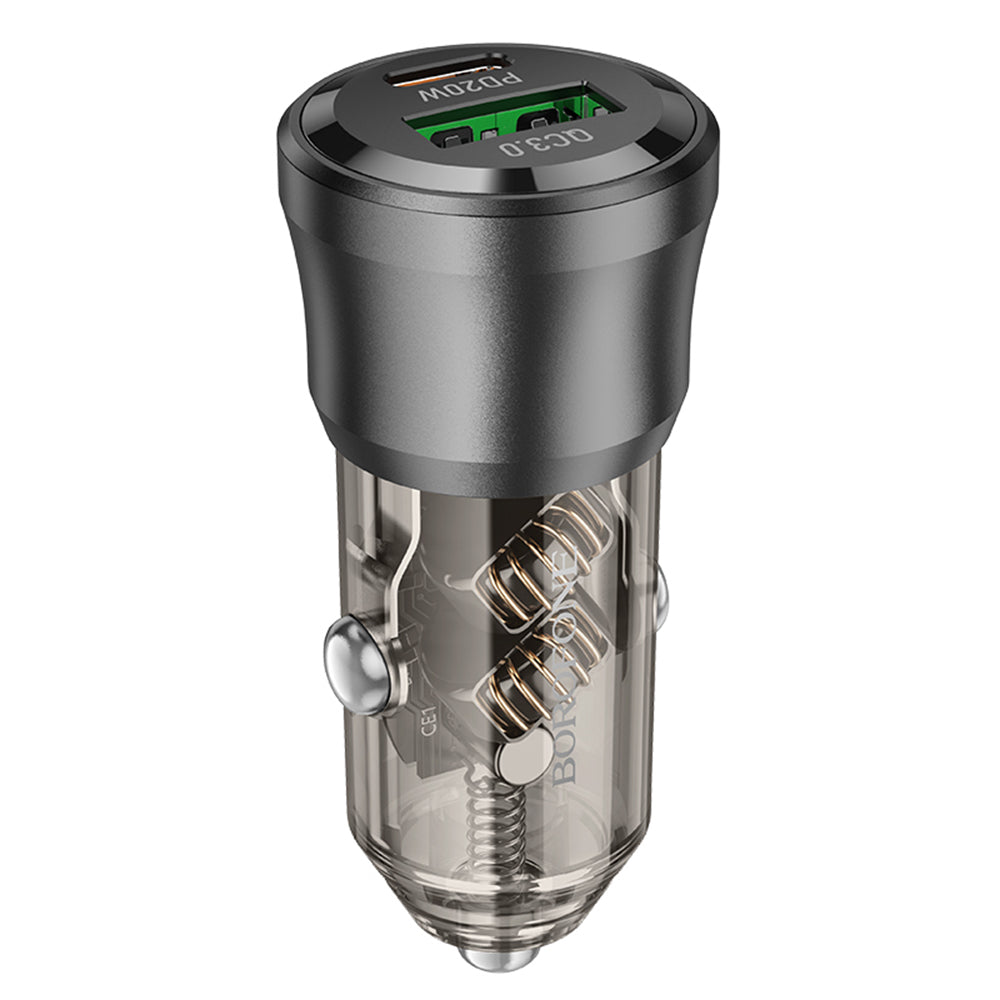 Borofone BZ25 Journey Car Charger, 38W, 3A, 1 x USB-A - 1 x USB-C, Black