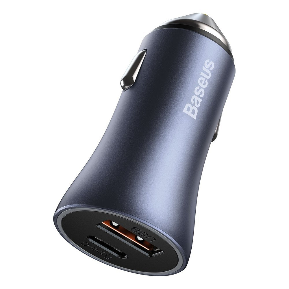 Car Charger with USB-C Cable Baseus Golden Contactor, 40W, 5A, 1 x USB-A - 1 x USB-C, Grey TZCCJD-0G