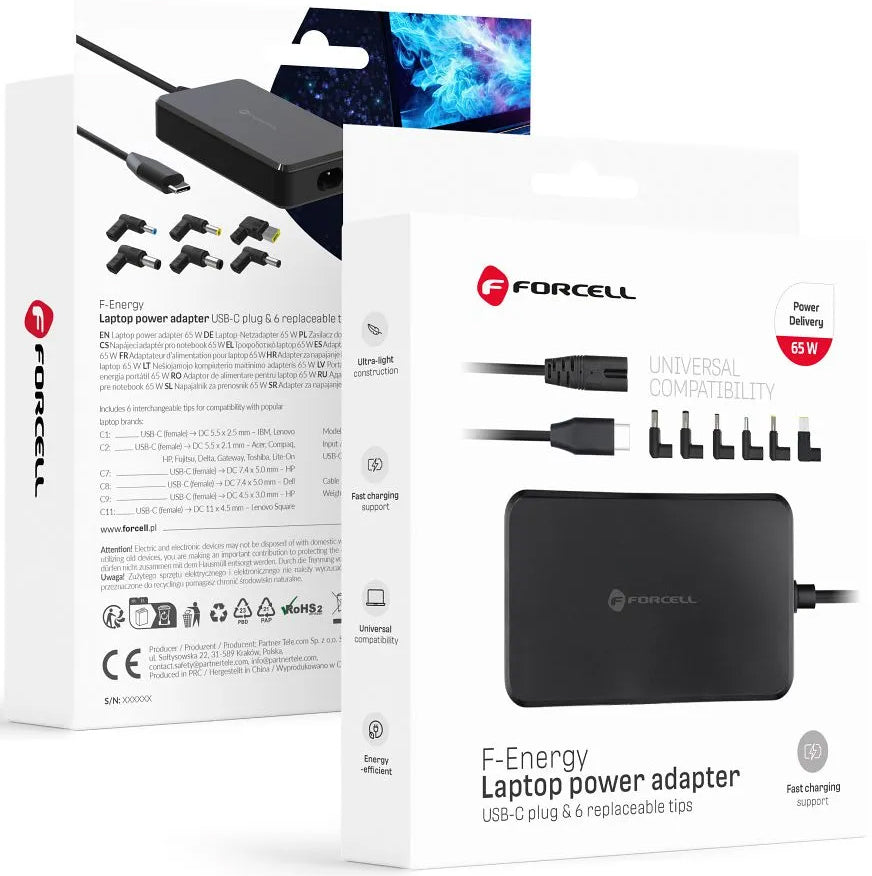 Forcell F-Energy E856 Charger, 65W, Universal, Black