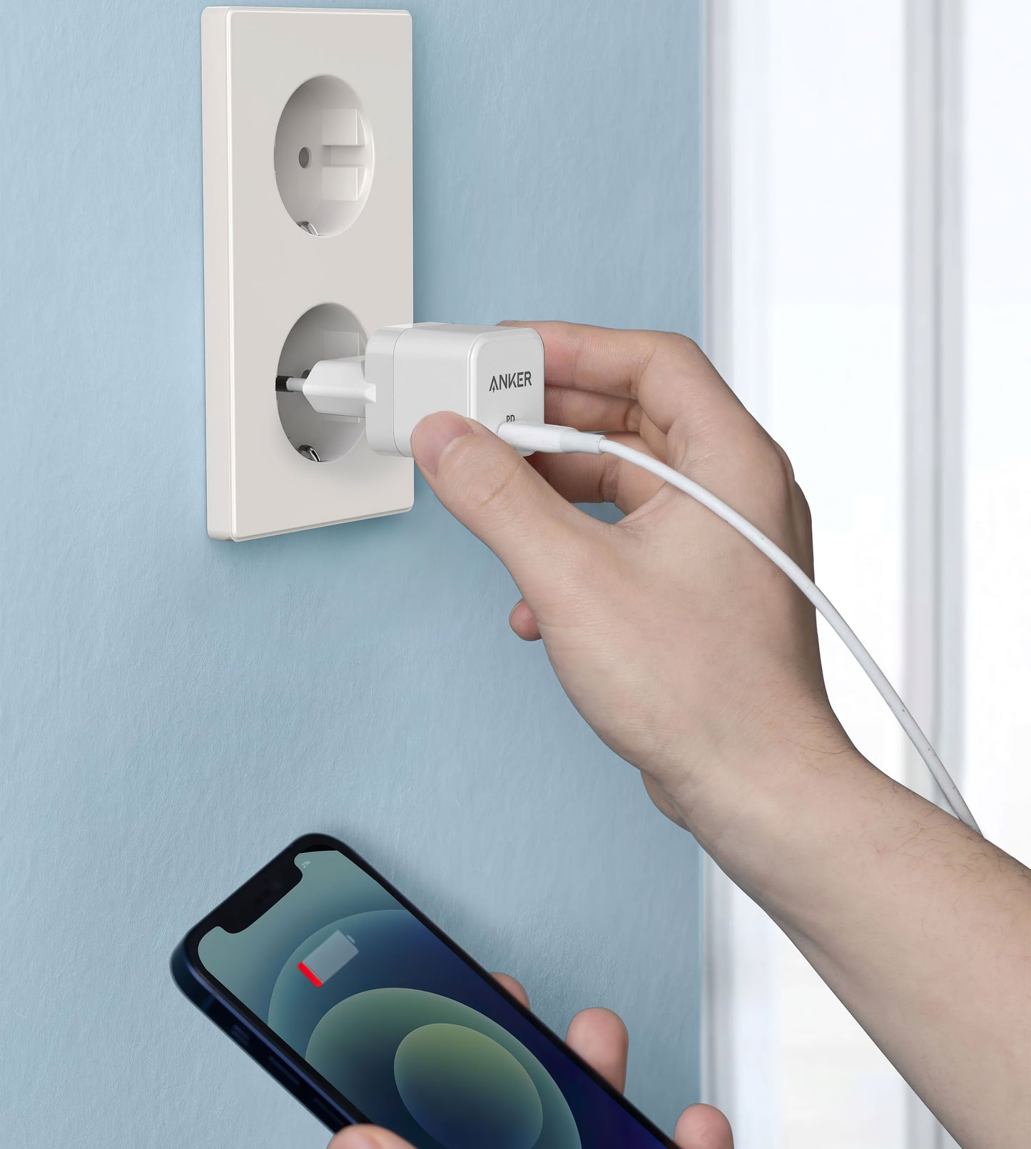 Network Charger Anker PowerPort III Cube, 20W, 3A, 1 x USB-C, White A2149G21