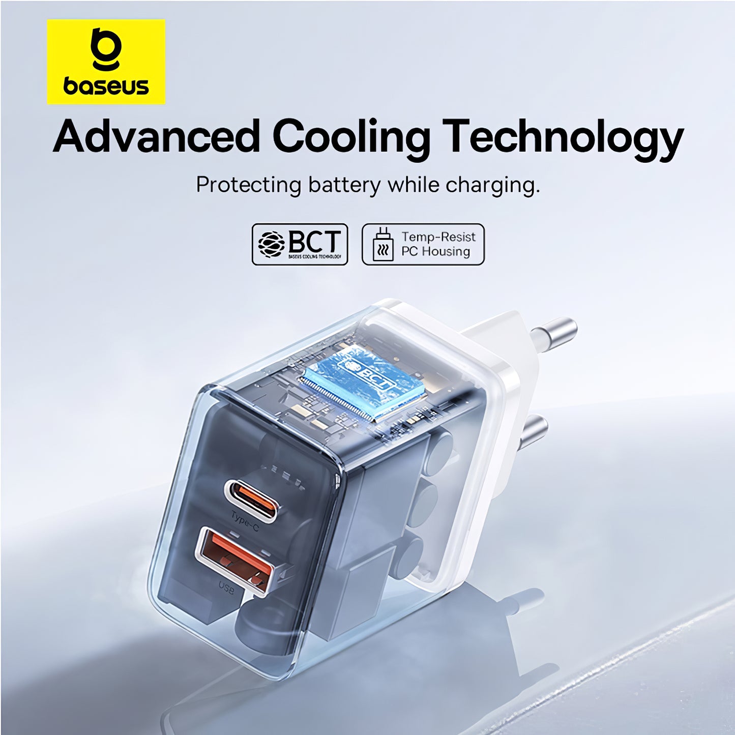 Network Charger Baseus Cube, 30W, 2.4A, 1 x USB-A - 1 x USB-C, White P10111404213-00