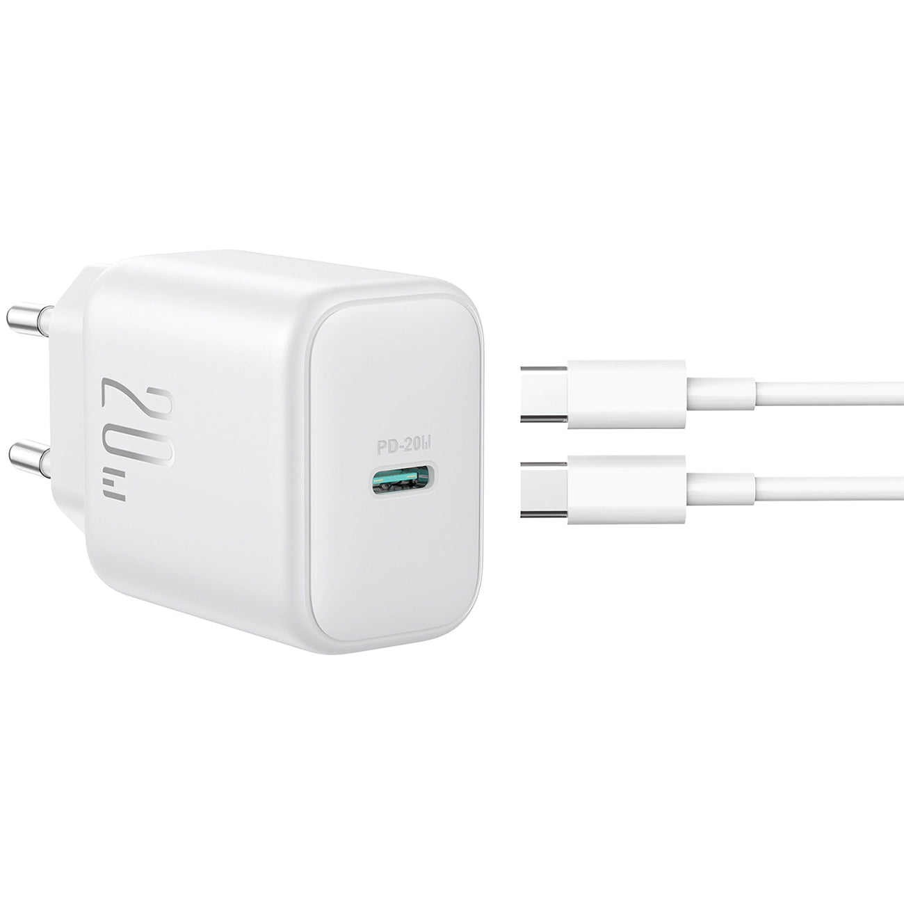 Network Charger with USB-C Cable Joyroom JR-TCF20, 20W, 3A, 1 x USB-C, White